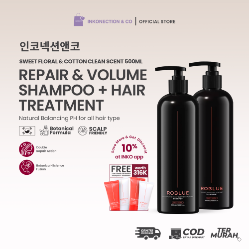 ROBLUE - Bundling Shampoo + Treatment Perfume Sweet Floral 500ml, FREE 2pcs shampoo sweet floral 50mL + 2pcs treatment sweet floral 50mL (200mL total)