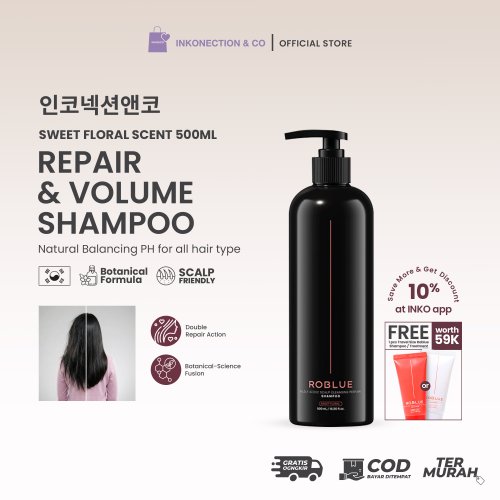 ROBLUE - Bundling Shampoo + Treatment Perfume Sweet Floral 500ml, FREE 2pcs shampoo sweet floral 50mL + 2pcs treatment sweet floral 50mL (200mL total)